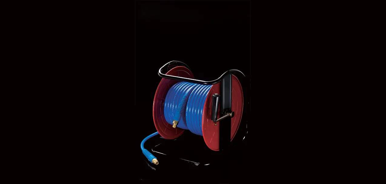 HR07 Compact Series MANUAL REWIND HOSE REEL / Open Design – Steel Case