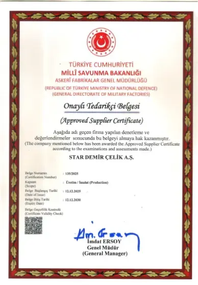 Ministry of Defence - Approved Supplier Certificate